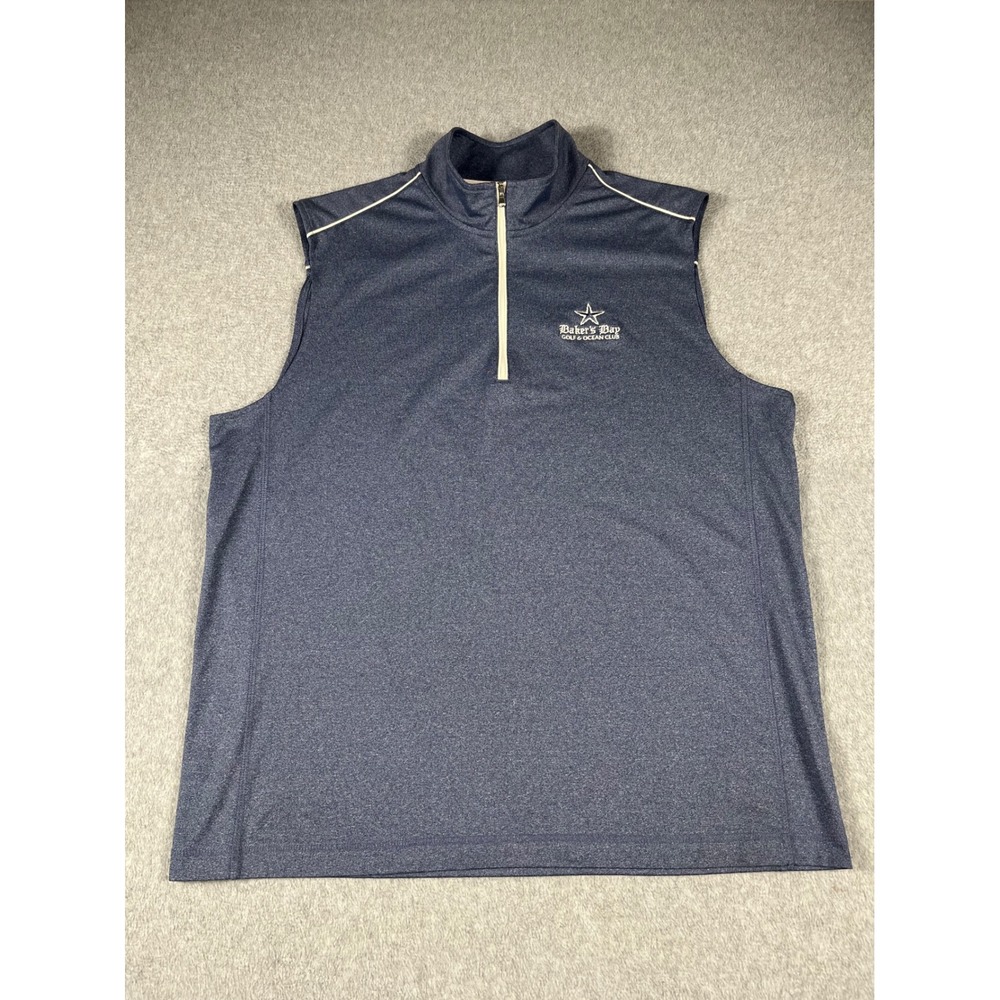johnnie-O Mens Baker's Bay Golf & Ocean Club Vest Blue 1/4 Zip JMVT1130 Size L